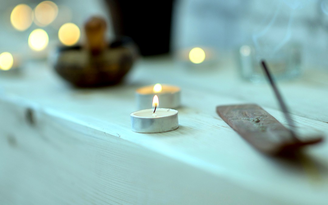 Candles lit for a Self-Work and healing space